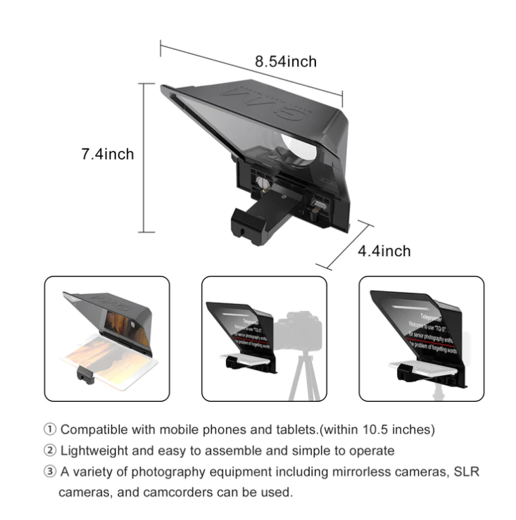 GVM TQ-S Teleprompter for iPad Tablet & Smartphone with Bluetooth APP Control