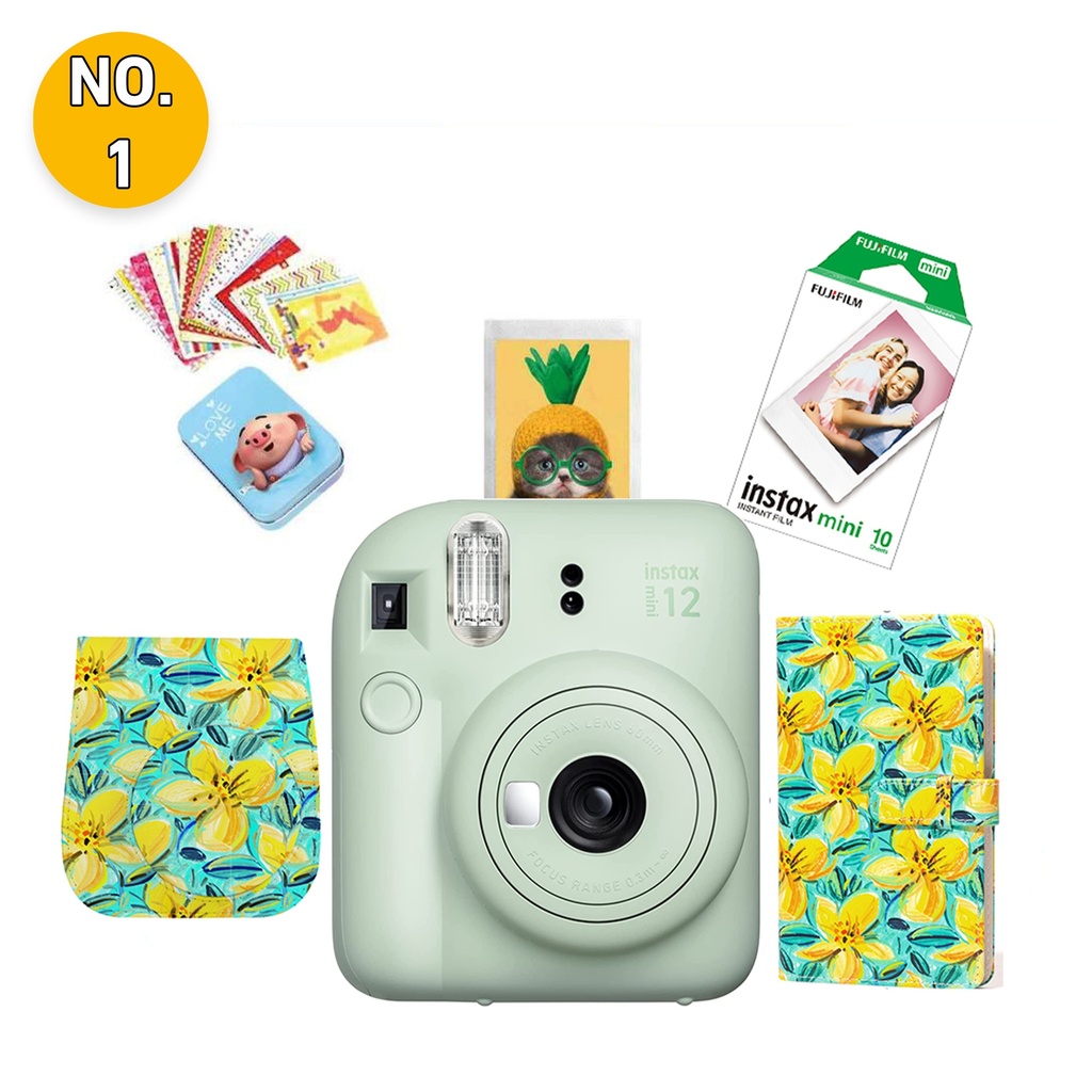 طقم هدايا وحزمة أسلوب حياة FUJIFILM Instax Mini 12 باللون الأخضر النعناعي (Mint Green).